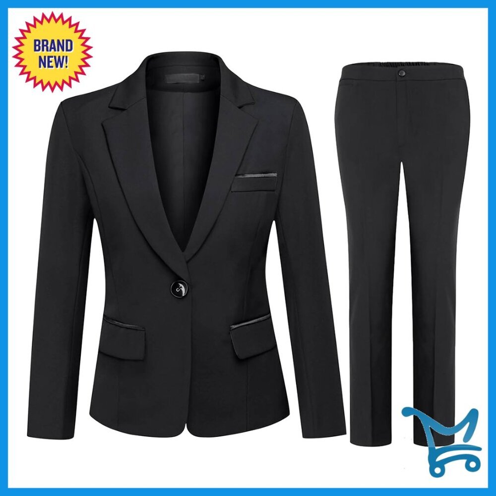 Women's 2-Piece Suit Set Long Sleeve Blazer & Pants Business Casual Slim Fit